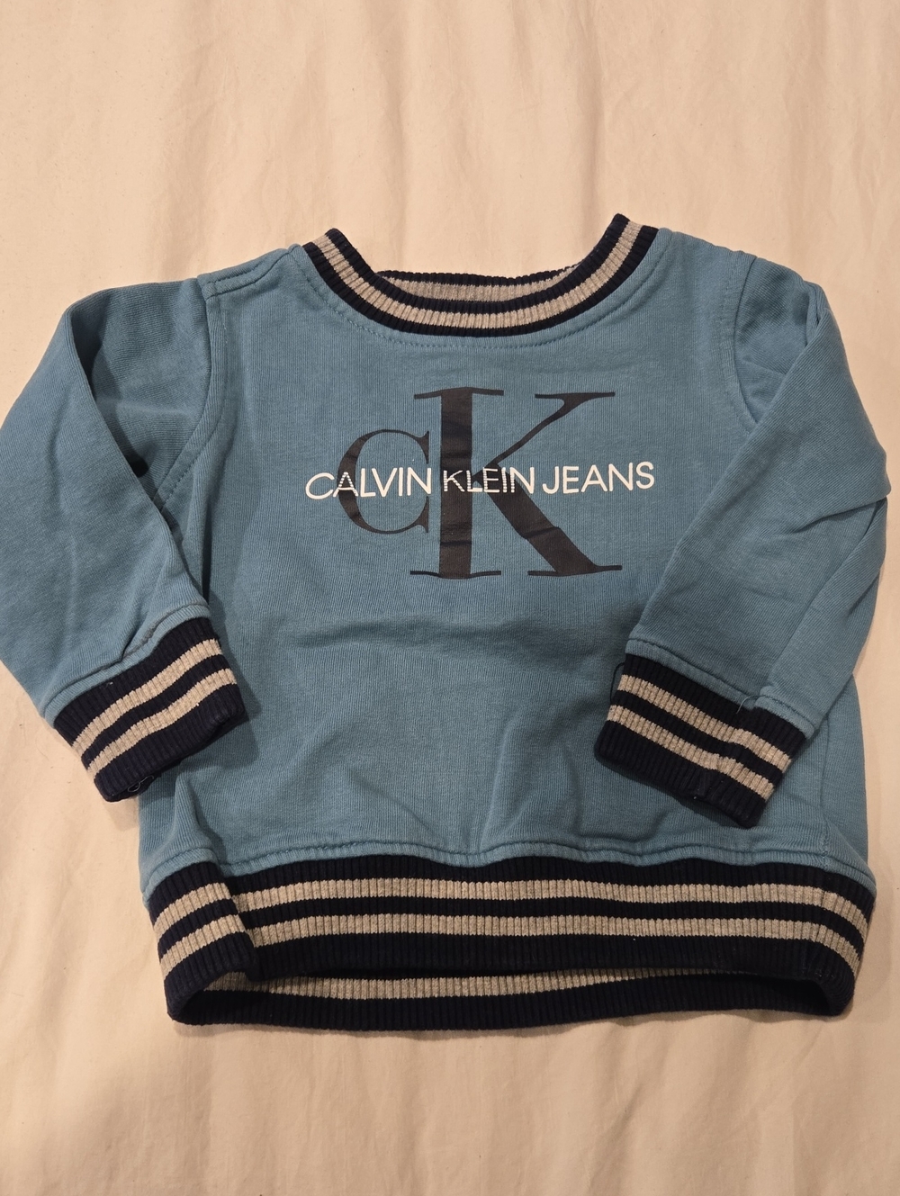 Calvin Klein Jeans Teal ogo Sweatshirt with Navy Trim (18Mo)